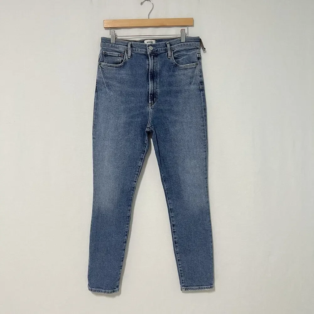 AGOLDE Pinch Waist Stovepipe Jeans Denim Size 30 Super High Rise Blue A165b - Picture 2 of 15